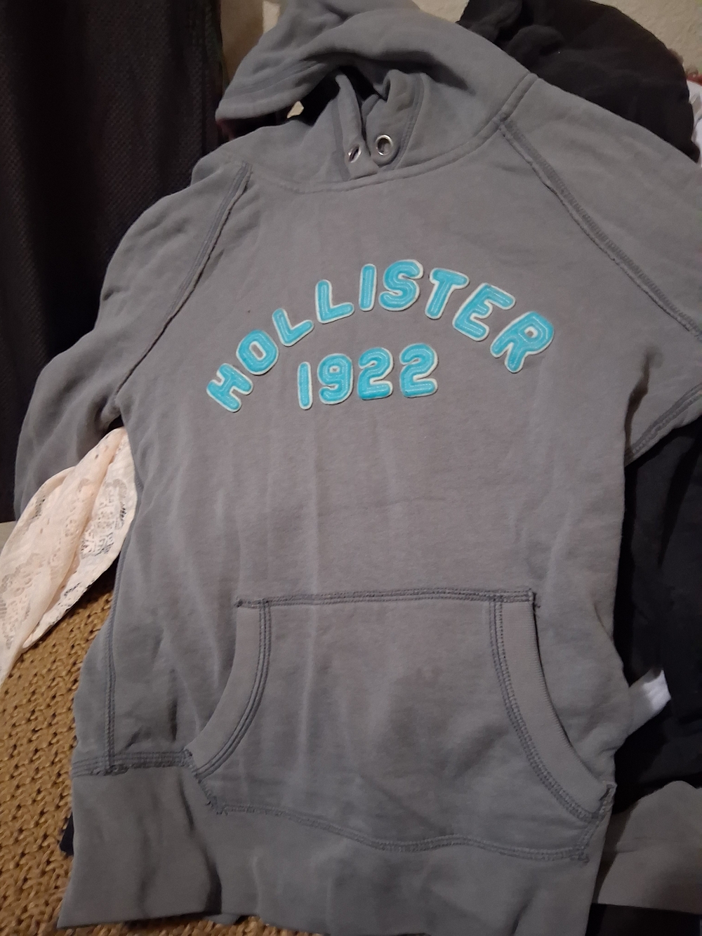 Hollister Gray Crewneck Sweatshirt with Light Blue Logo